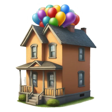 house from up movie carried by baloons sticker