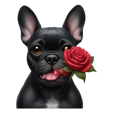French bulldog black with rose sticker