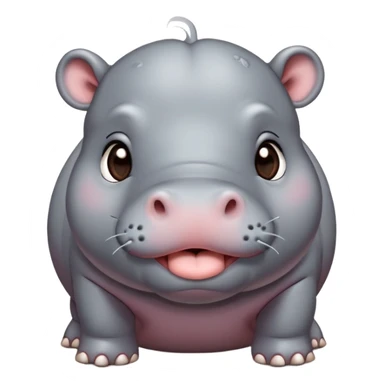 A cute little realistic contented hippo with brown/black eyes and gray skin tone blows a kiss sticker