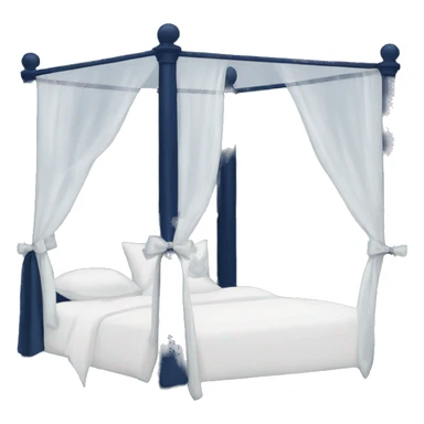 Navy blue canopy bed with white bows sticker