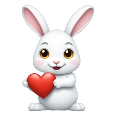 white rabbit hold heart sticker