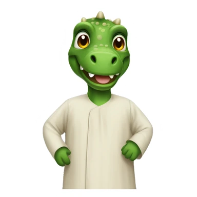 Make a dinosaur wearing a thobe  sticker