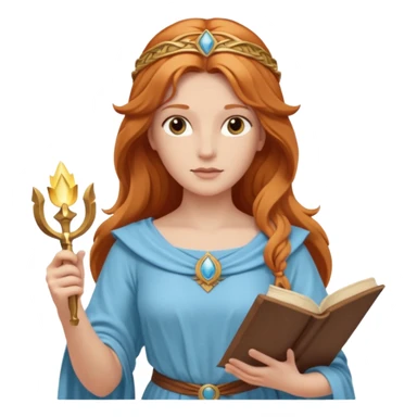 Minerva, Wisdom Goddess from Rome Mythology with long reddish blonde hair, light blue outfit sticker