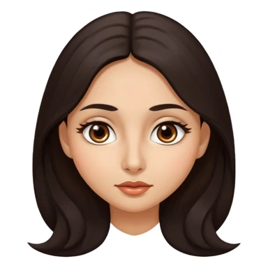 morena, olhos mais rasgados, cabelo liso e comprido, mais volumoso sinal em forma de circulo do lado direito da bochecha, nariz grande e bonito e boca menor sticker