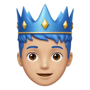 blue Boy happy glitter blue crown sticker