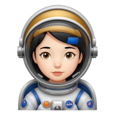 Astronaut girl kid with black hair sticker