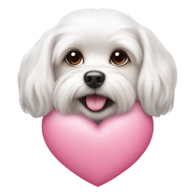 Please make a pink heart emoji with a Maltese dog in the middle sticker