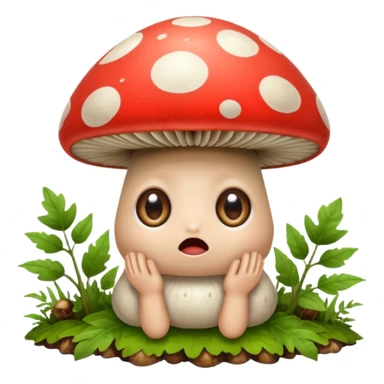 forest character shocked wide eyes mushroom dropped from hands sticker