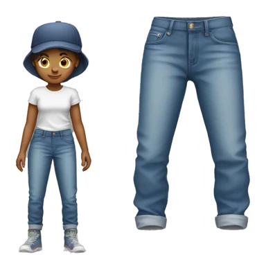 Baggy jeans on a girl with a baggy shirt and a cap sticker