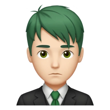 Man with Green Ponytail – dark-green tied hair, calm serious face. sticker