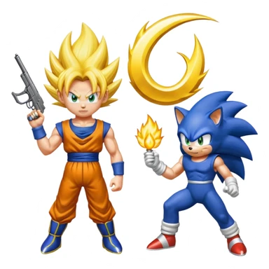 Goku and vegeta gun shoot sonic save Goku potara earrings = sonic Goku super Saiyan 3 sticker