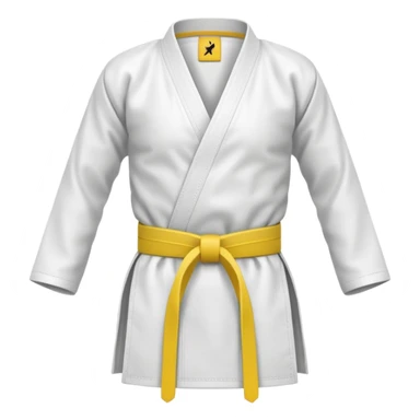 karate gi with a yellow belt sticker