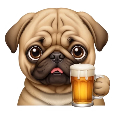 Pug with beer sticker