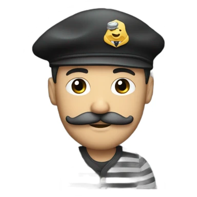 a beret wearing mustached man with striped shirt sticker
