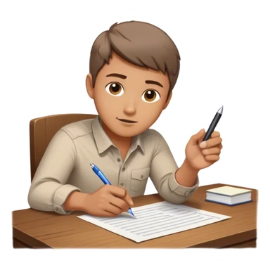 A man sitting on desk. A glowing hand emerges from within a piece of paper, symbolizing the future self. The hand extends forward, offering a pen, as if passing over the ability to take action. The pen is illuminated, representing the moment of decision—the choice to stop procrastinating and start. sticker