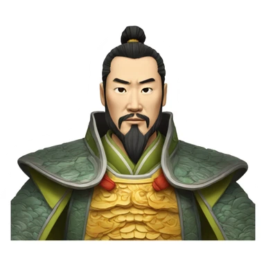 /imagine prompt: "emoji style portrait of Qin Shi Huang, Emperor of China, wearing a dragon robe, a determined expression on his face, detailed and realistic" --v 4 --q 2 sticker