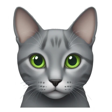 Grey cat with white spot on chest with green eyes sticker
