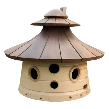Rustic Wooden ufo spaceship birdhouse sticker