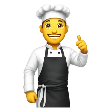 smiling chef in kitchen. Add background kitchen set sticker
