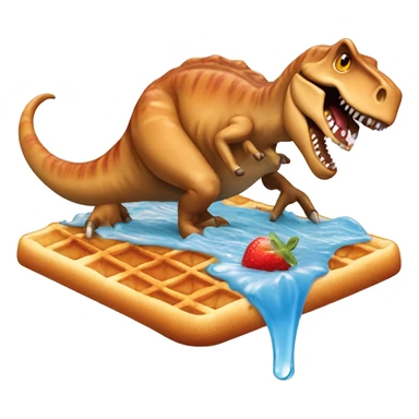 T-Rex surfing on a waffle with syrup as water sticker
