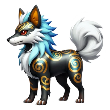 Shiny Gothic Exotic Punk’ish Cool Colorful Epic Futuristic Houndoom-Arcanine-Zorua-Torracat-Pokémon-Fakémon-hybrid-creature sticker