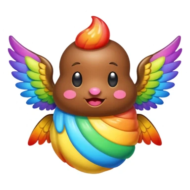rainbow poop with wings sticker