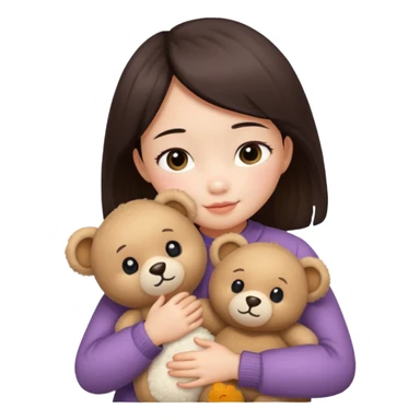 Little chinese girl – hugging a teddy bear.
 sticker