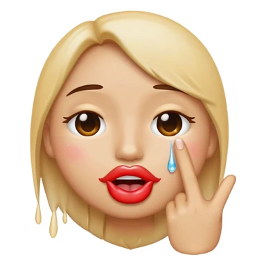 Crying emoji with kissy lips and peace sign sticker