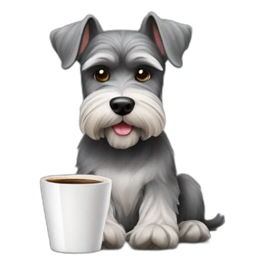 Full Schnauzer with a up of coffe sticker