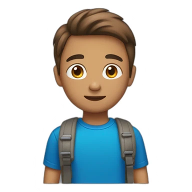 A boy with Brown air and a blue t-shirt  sticker