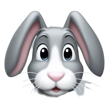 Grey Bunny with round white nose and white in the ears sticker