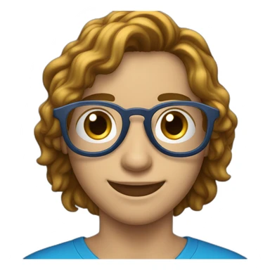 Jove estudiante con lentes azul y cabello semi ondulado  sticker