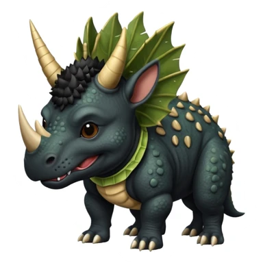 Black pitbull dressed as a triceratops black sticker