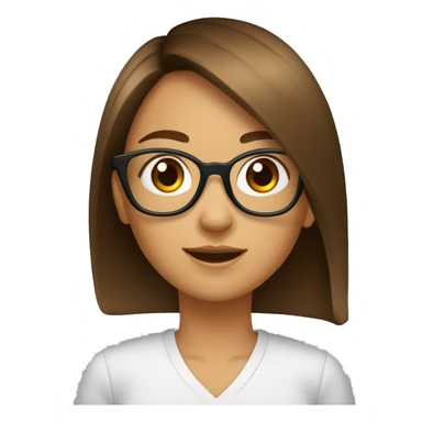 Fille a lunettes cheveux lisses brun mi-court sticker