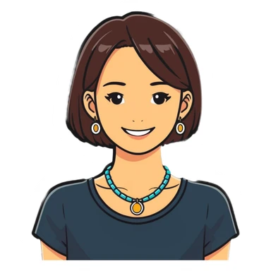 smiling girl with necklace sticker