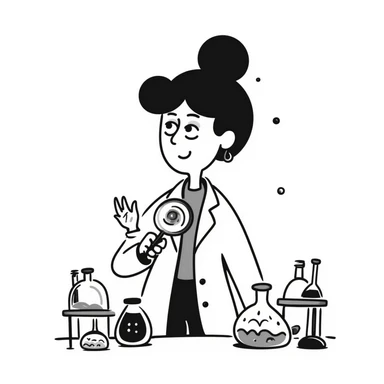 female octopus studying, hand-drawn doodle style sticker