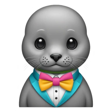 a seal wearing a colorful bow tie sticker