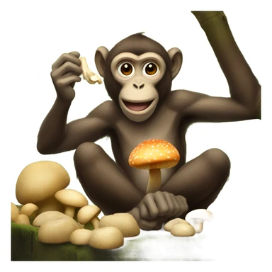 Monkey eating mushrooms  sticker