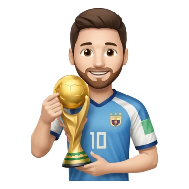 Messi holding the world cup trophy sticker