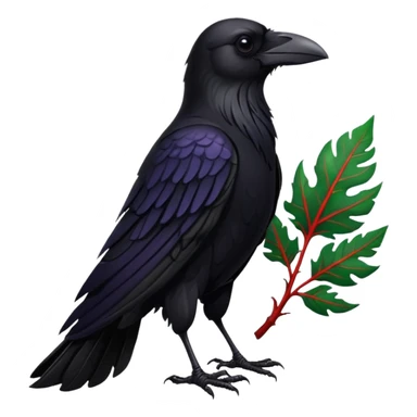 A raven holding a weirwood leaf sticker