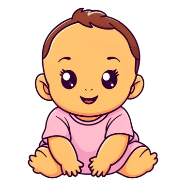 smiling baby girl with big eyes and medium skin tone sticker