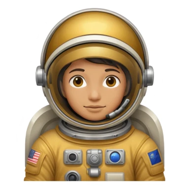 an astronaut without helmet and having golden suit sticker