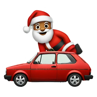 santa in a volkswagen golf sticker