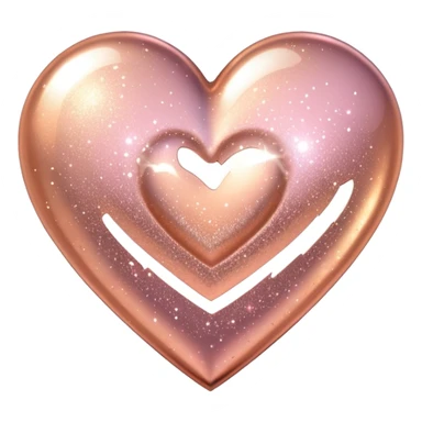 Edit the glittery gold color heart to a glittery rose gold color heart with a subtle gradient and no border. Keep the background transparent. Maintain the glittery texture and subtle gradient effect in rose gold tones sticker