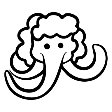 A woolly mammoth with long tusks and trunk sticker