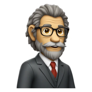 "monkey" professor with beard, mustace, glasses, suit  playing football sticker