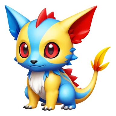 Exotic colorful chibi Fakémon-creature with random markings sticker