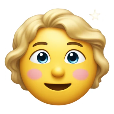 A face with sparkling eyes and a slight smile, gazing upward at a star. sticker