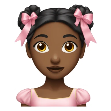 black haired pink outfited ballerina girl with bows sticker