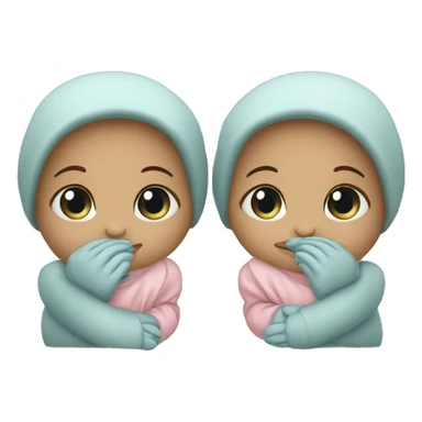Twin babies girl and boy sticker